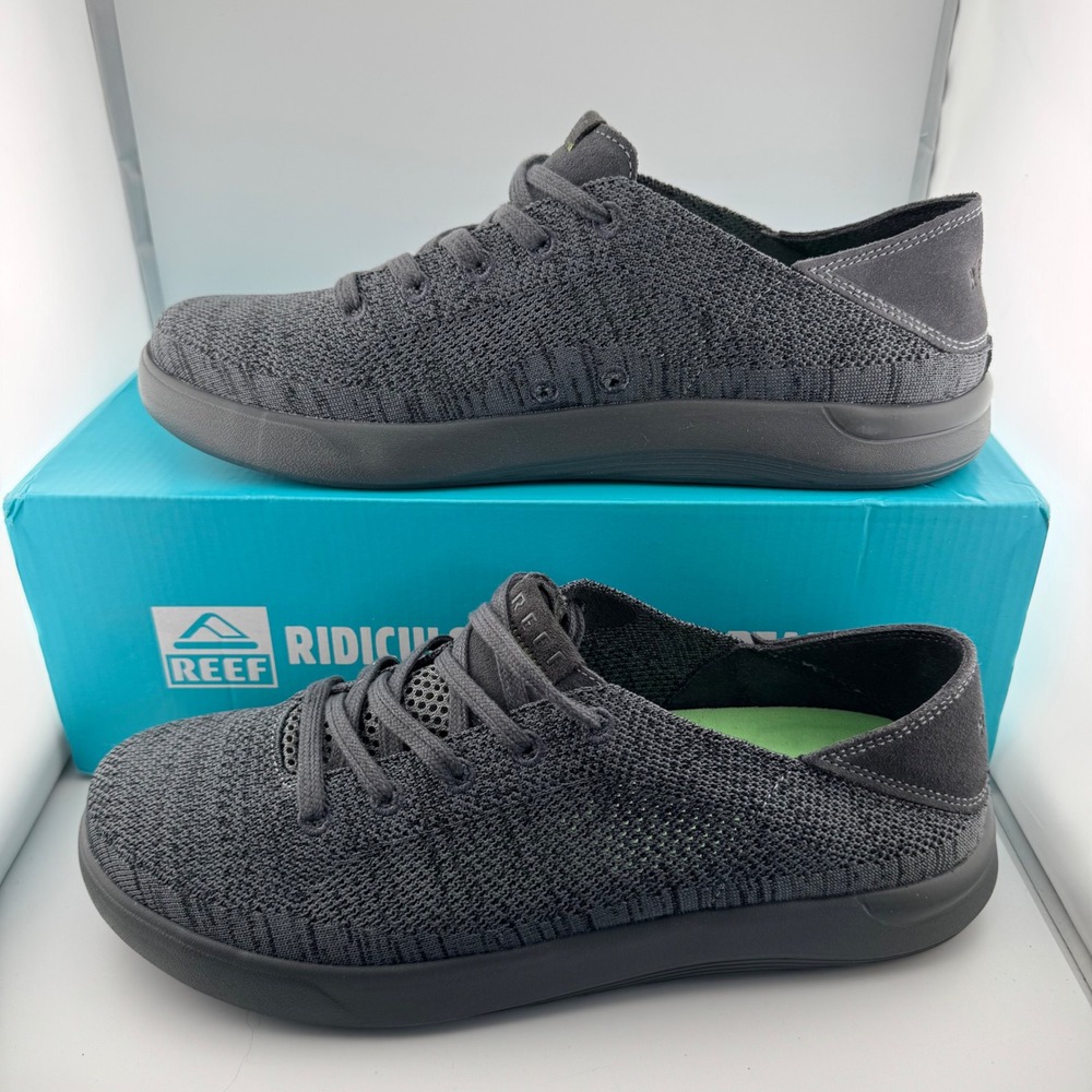 Reef Swellsole Neptune Men 12 Raven Gray Knit Sneakers CJ6018 Casual Shoes